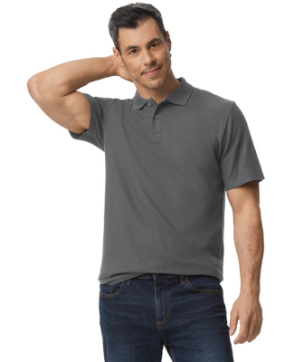 Gildan 64800 Men's Softstyle Double Pique Polo in Charcoal