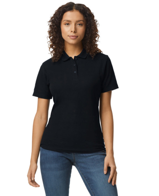 Gildan 64800L Ladies' Softstyle Double Pique Polo in Black