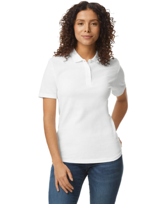 Gildan 64800L Ladies' Softstyle Double Pique Polo in White