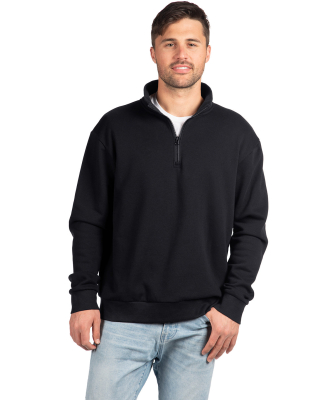 Next Level Apparel 9643 Unisex Fleece Quarter-Zip in Black