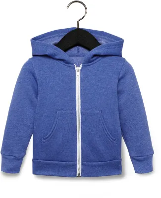 Bella + Canvas 3739T Toddler Full-Zip Hooded Sweat in Hthr true royal