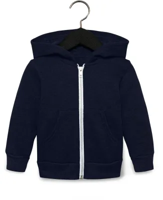 Bella + Canvas 3739T Toddler Full-Zip Hooded Sweat in Navy