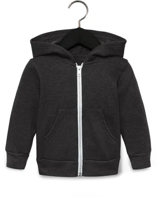 Bella + Canvas 3739T Toddler Full-Zip Hooded Sweat in Dark grey heathr