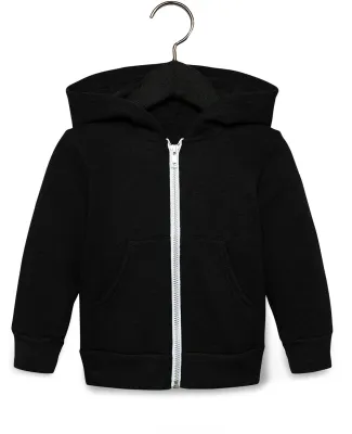 Bella + Canvas 3739T Toddler Full-Zip Hooded Sweat in Black
