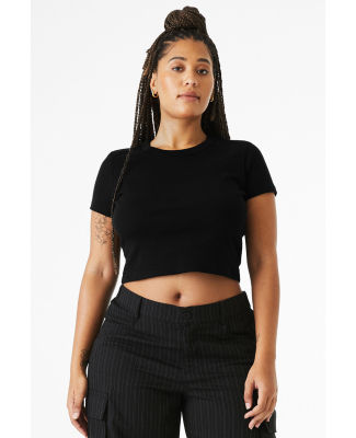 Bella + Canvas 1010 Ladies' Micro Ribbed Baby Tee in Solid black blend