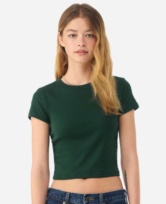Bella + Canvas 1010 Ladies' Micro Ribbed Baby Tee in Solid forest blend
