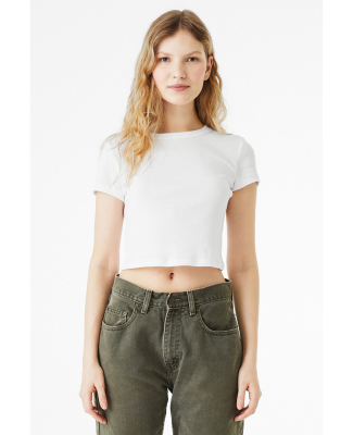 Bella + Canvas 1010 Ladies' Micro Ribbed Baby Tee in Solid white blend