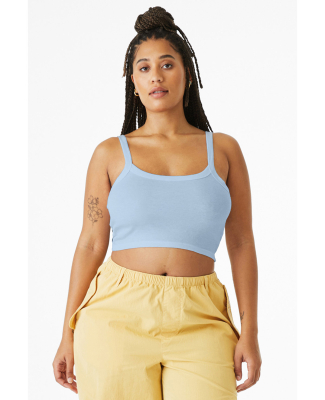 Bella + Canvas 1012 Ladies' Micro Ribbed Scoop Tan in Solid baby blue blend