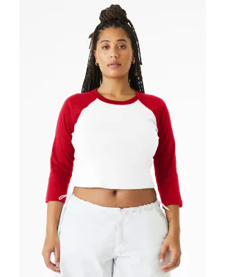 Bella + Canvas 1200 Ladies' Micro Ribbed 3/4 Ragla in White/ red