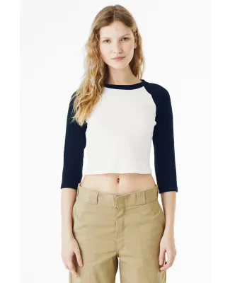 Bella + Canvas 1200 Ladies' Micro Ribbed 3/4 Ragla in White/ navy