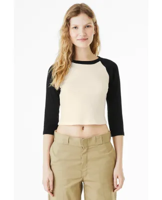 Bella + Canvas 1200 Ladies' Micro Ribbed 3/4 Ragla in Natural/ black
