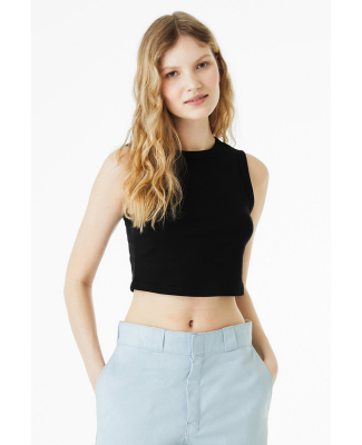 Bella + Canvas 1013 Ladies' Micro Rib Muscle Crop  in Solid black blend