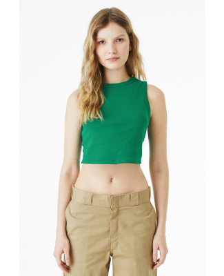 Bella + Canvas 1013 Ladies' Micro Rib Muscle Crop  in Solid kelly blend