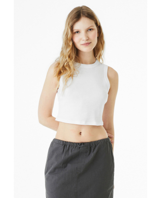 Bella + Canvas 1013 Ladies' Micro Rib Muscle Crop  in Solid white blend