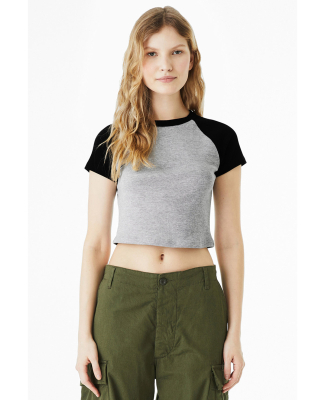 Bella + Canvas 1201 Ladies' Micro Ribbed Raglan Ba in Athletic heather/ black