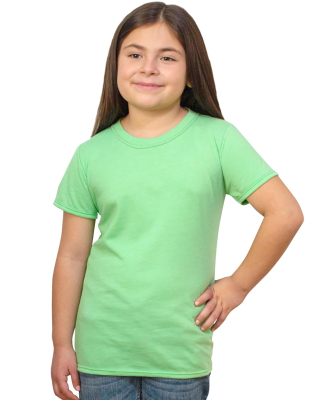 Bayside Apparel 37100 Youth Princess T-Shirt in Heather green apple