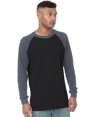 Bayside Apparel 8211 Men's Heavyweight Waffle Knit in Black/ dark grey