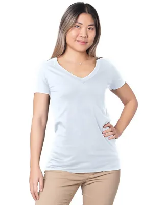 Bayside Apparel 5875 Ladies' Fine Jersey V-Neck T- in White