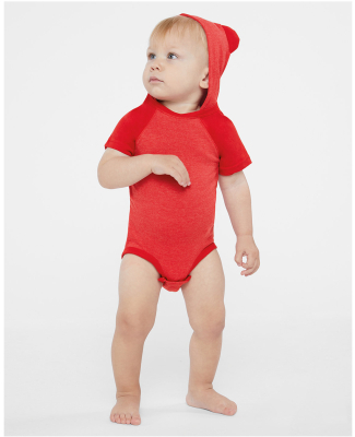 Rabbit Skins 4417 Infant Character Hooded Bodysuit in Vintage red/ red