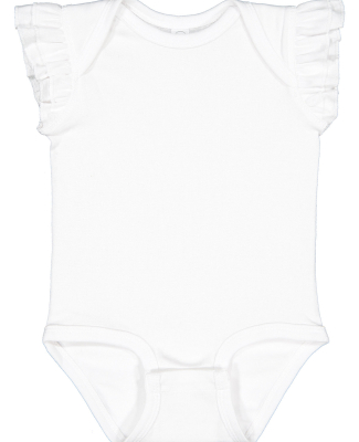 Rabbit Skins 4439 Infant Flutter Sleeve Bodysuit in White