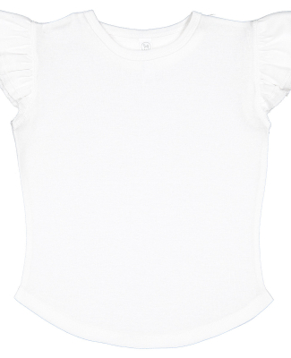 Rabbit Skins 3339 Toddler Flutter Sleeve T-Shirt in White