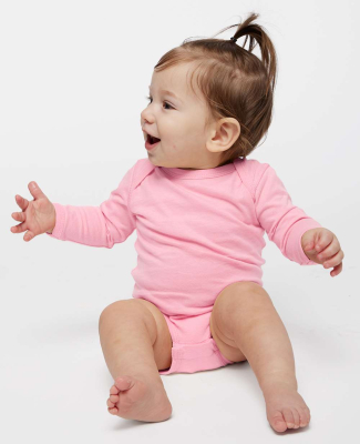 Rabbit Skins 4421 Infant Long Sleeve Jersey Bodysu in Pink