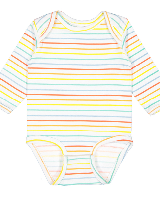 Rabbit Skins 4421 Infant Long Sleeve Jersey Bodysu in Rainbow stripe
