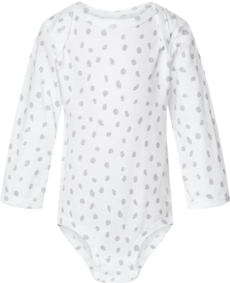 Rabbit Skins 4421 Infant Long Sleeve Jersey Bodysu in White spot