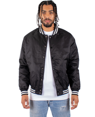 Shaka Wear SHVBJ Men's Varsity Bomber Jacket in Black