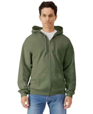 Gildan SF600 Unisex Softstyle Fleece Hooded Sweats in Military green