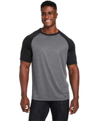 Team 365 TT62 Unisex Zone Colorblock Raglan T-Shir in Dark grey heather/ black