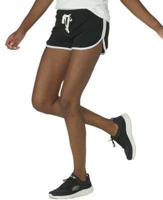 Boxercraft R65 Ladies' Relay French Terry Short in Black/ white
