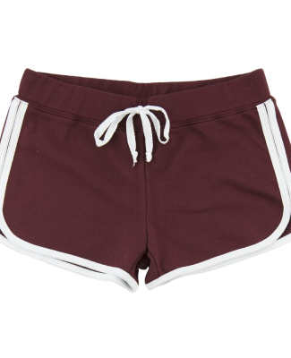 Boxercraft R65 Ladies' Relay French Terry Short in Maroon/ white