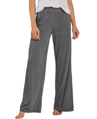 Boxercraft BW6615 Ladies' Evelyn Stripe Wide Leg P in Black/ oxford