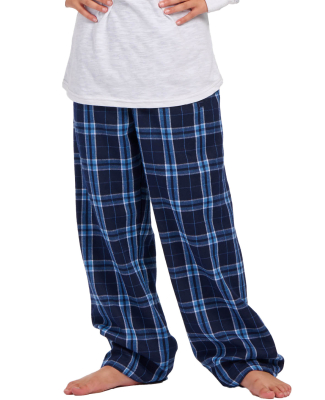 Boxercraft BY6624 Youth Polyester Flannel Pant in Navy/ columbia