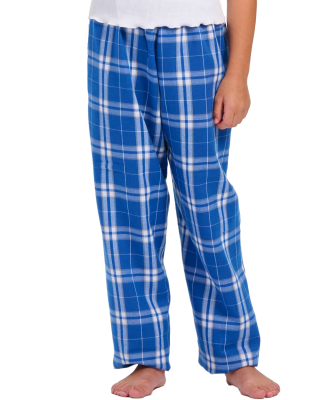 Boxercraft BY6624 Youth Polyester Flannel Pant in Royal/ silver