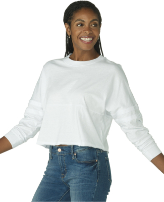 Boxercraft BW3515 Ladies' Cropped Retro Pom Pom Je in White