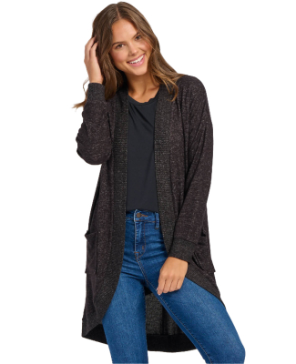 Boxercraft BW1103 Ladies' Cuddle Fabric Cardigan in Black heather