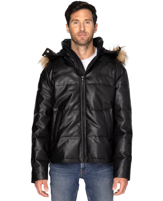 Threadfast Apparel 397J Unisex Vegan Leather Puffe in Black vegan lthr