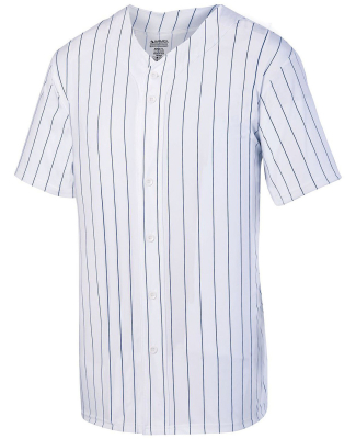 Augusta Sportswear 1685 Unisex Pin Stripe Baseball in White/ navy