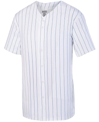 Augusta Sportswear 1685 Unisex Pin Stripe Baseball in White/ royal
