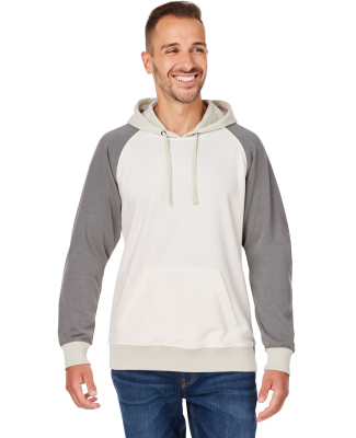 J America 8886 Unisex Vintage Tricolor Hooded Swea in Antique white/ smoke