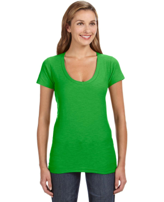 J America 8169 Ladies' V-Neck Slub T-Shirt in Lime