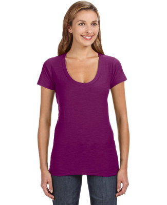 J America 8169 Ladies' V-Neck Slub T-Shirt in Very berry