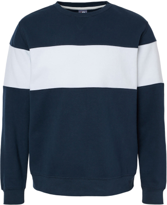 J America 8646 Unisex Varisity Fleece Crew in Navy
