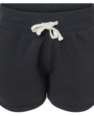 J America 8856 Ladies' Triblend Fleece Short in Black solid