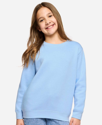 LA T 2225 Youth Elevated Fleece Crew in Light blue