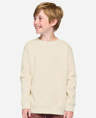 LA T 2225 Youth Elevated Fleece Crew in Natural