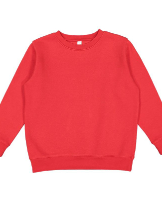 LA T 2225 Youth Elevated Fleece Crew in Red