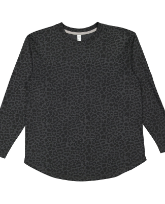 LA T 3508 Ladies' Relaxed Long Sleeve T-Shirt in Black leopard